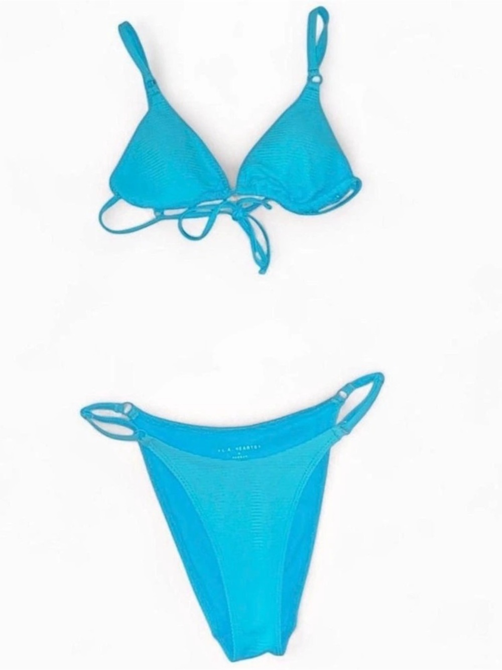 PacSun L.A. Hearts Aqua Blue Ribbed Triangle Bikini Set Size Small